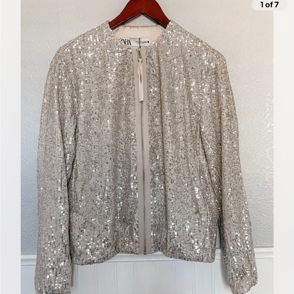 Zara sequin bomber jacket